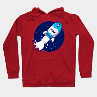 Milk Rocket Launching In Space Cartoon Hoodie